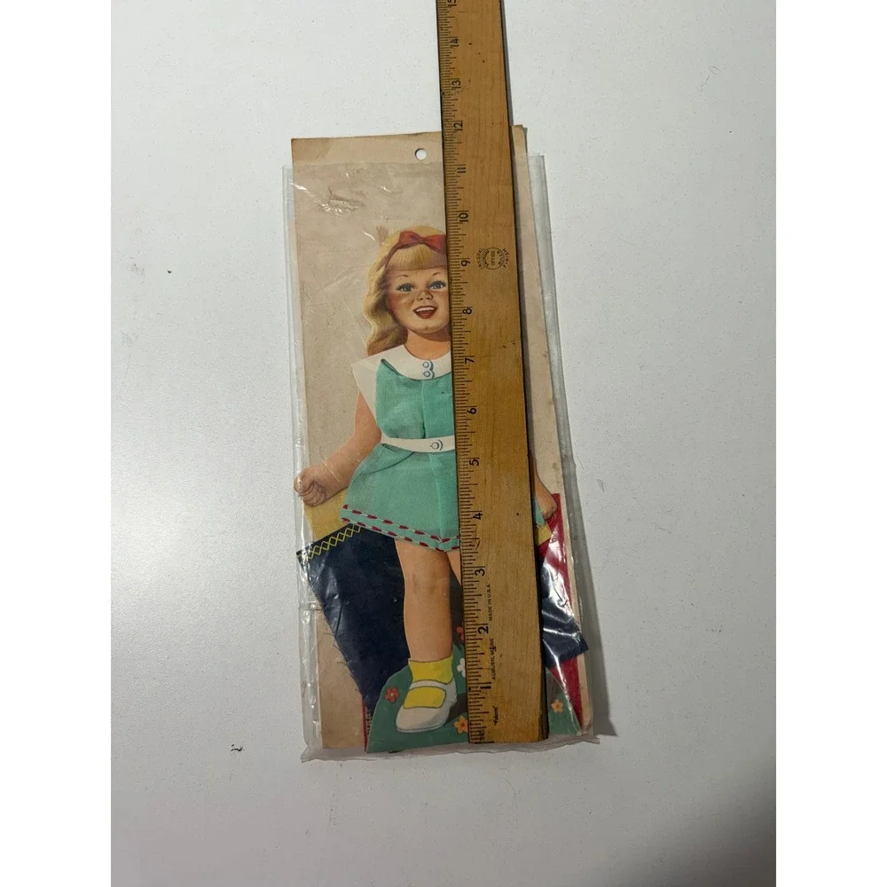 Vintage Paper Doll Set with Fabric Scraps and Pattern Sheet Blonde Girl Toy
